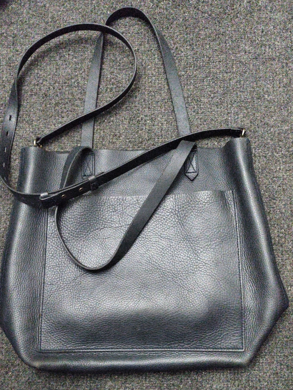Madewell Navy Blue Leather Tote with Removable Strap